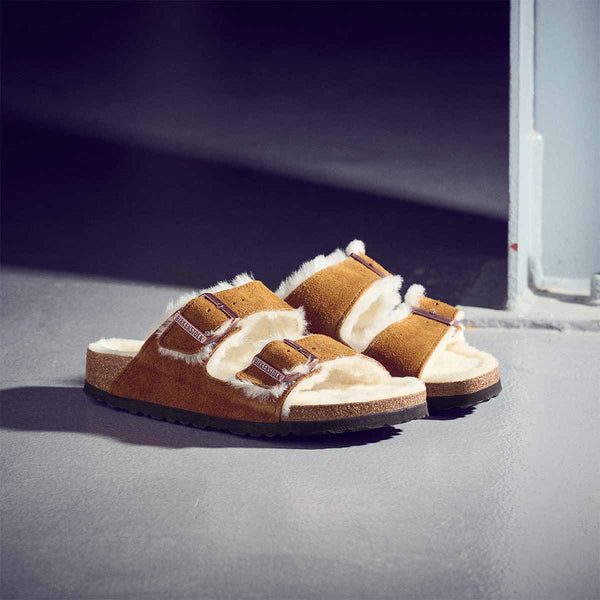 Birkenstock Arizona Sheepskin Mink בירקנשטוק כפכפי אריזונה נשים