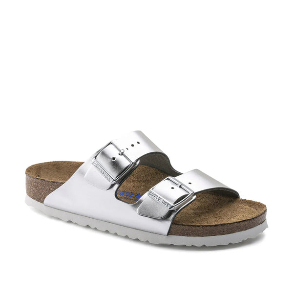 בירקנשטוק כפכפי נשים אריזונה סילבר מטאלי BIRKENSTOCK ARIZONA METALLIC SILVER