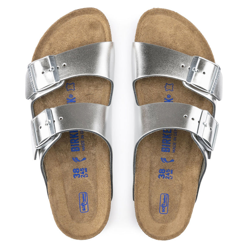 בירקנשטוק כפכפי נשים אריזונה סילבר מטאלי Birkenstock Arizona Metallic Silver