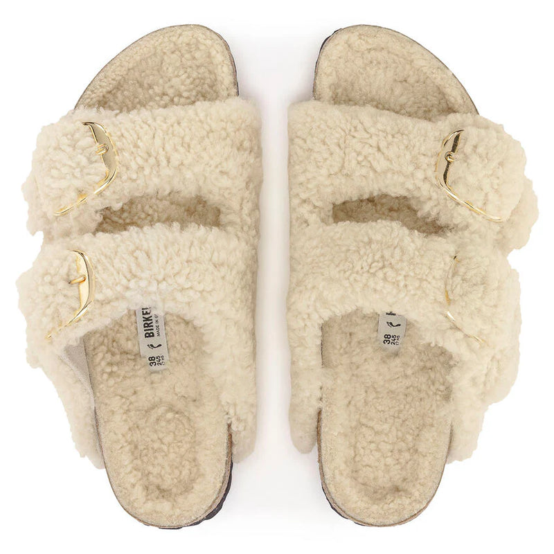 Birkenstock Arizona Big Buckle Teddy Eggshell כפכפי נשים בירקנשטוק