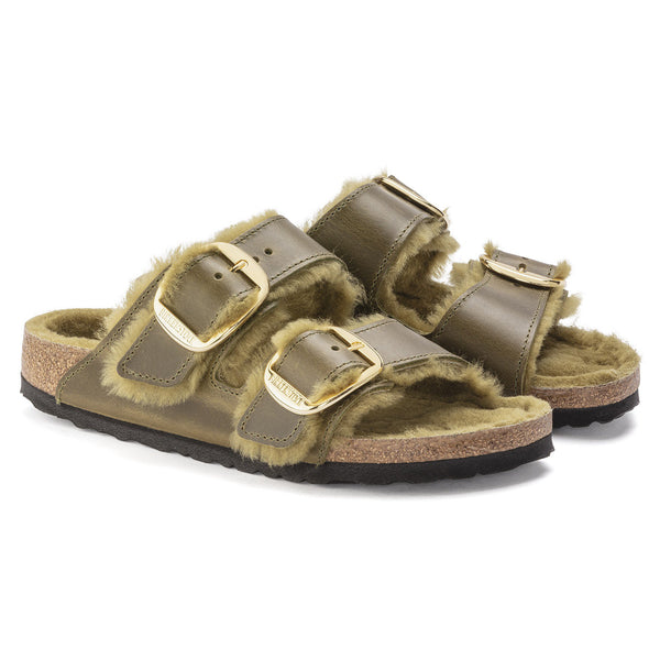 Birkenstock Arizona BB Shearling olive בירקנשטוק כפכפי נשים אריזונה עם פרווה