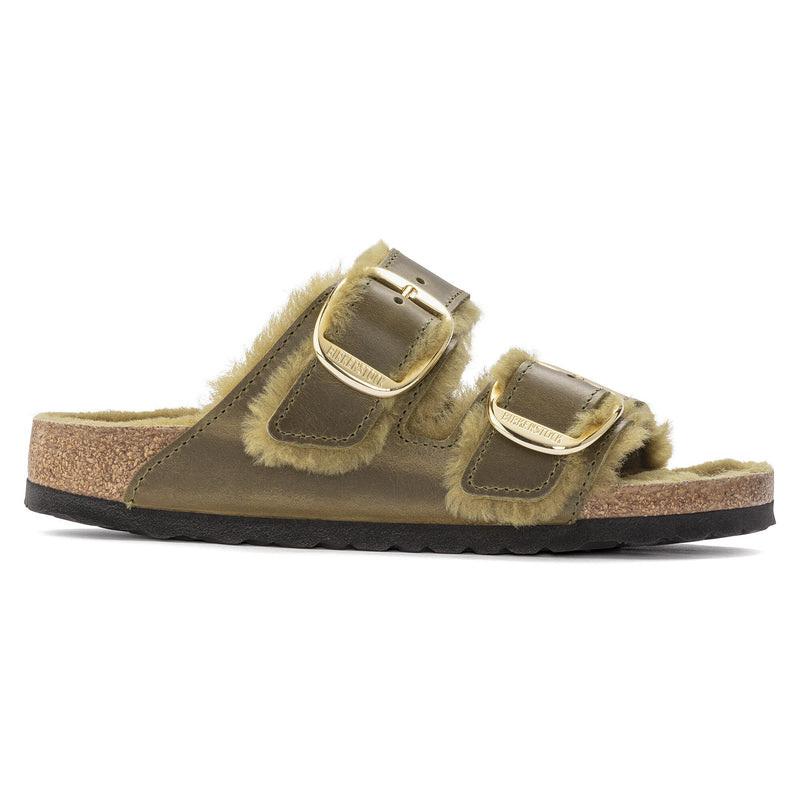 Birkenstock Arizona BB Shearling olive בירקנשטוק כפכפי נשים אריזונה עם פרווה