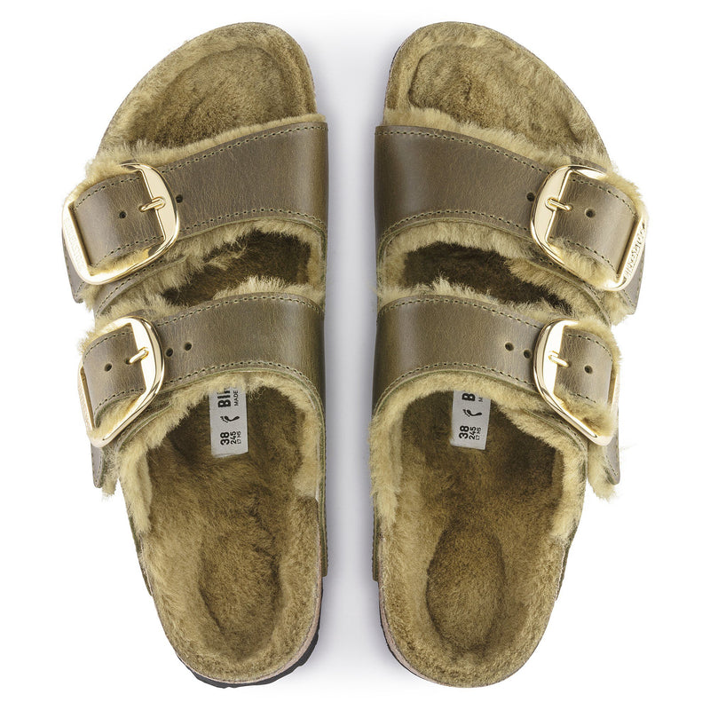 Birkenstock Arizona BB Shearling olive בירקנשטוק כפכפי נשים אריזונה עם פרווה