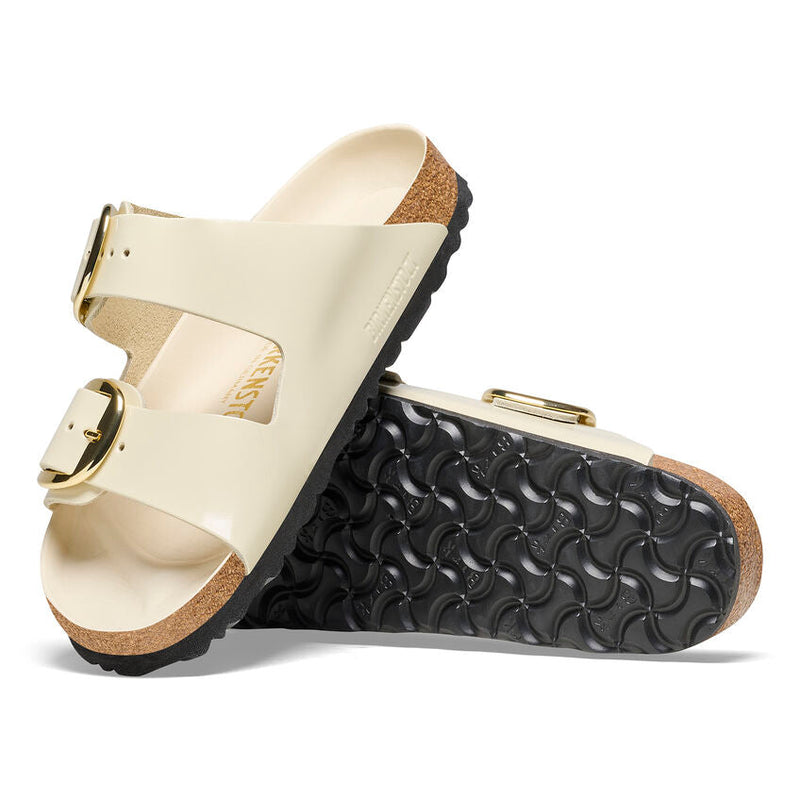 BIRKENSTOCK ARIZONA BIG BUCKLE HIGH SHINE ECRU בירקנשטוק כפכפי נשים