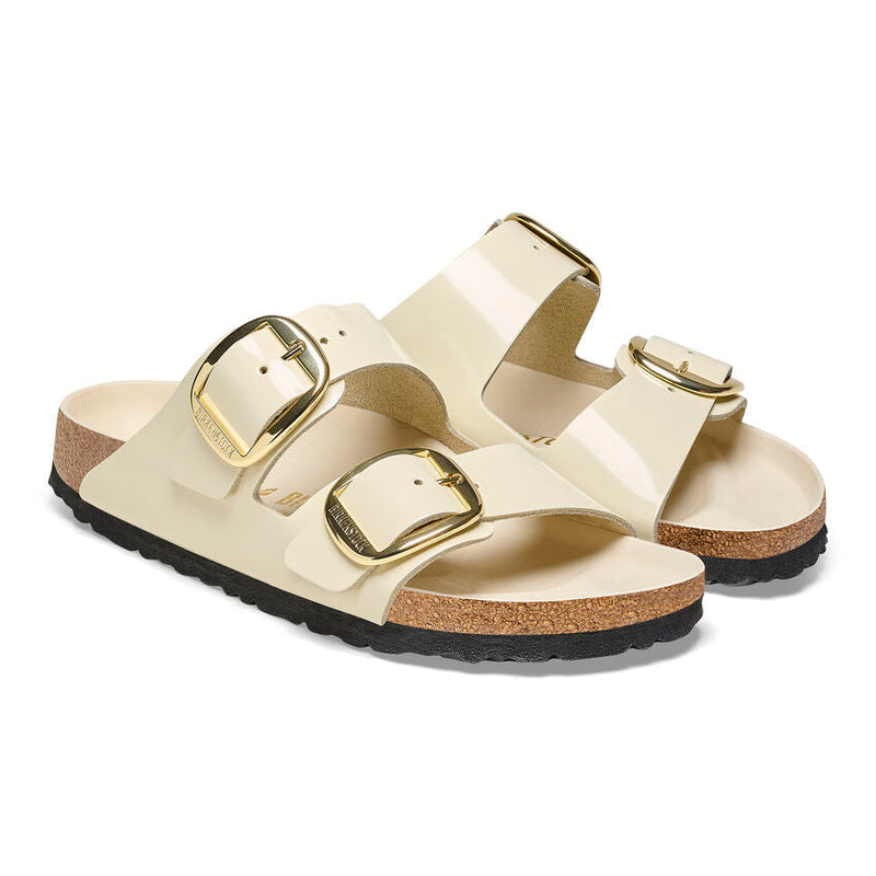 BIRKENSTOCK ARIZONA BIG BUCKLE HIGH SHINE ECRU בירקנשטוק כפכפי נשים