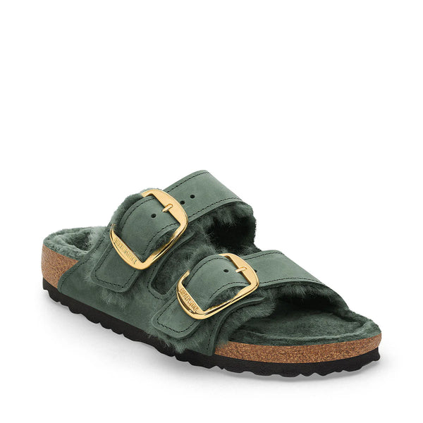 Birkenstock Arizona BB Shearling Thyme  בירקנשטוק כפכפי נשים אריזונה אבזם גדול עם פרווה