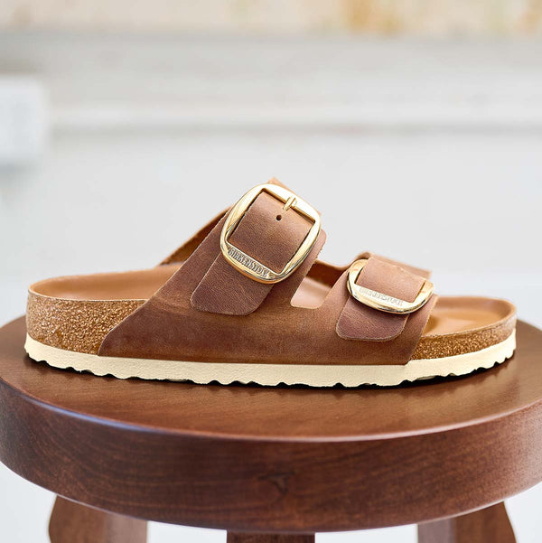 בירקנשטוק כפכפי נשים אריזונה קוניאק Birkenstock Arizona Antik Brown Big Buckel Cognac