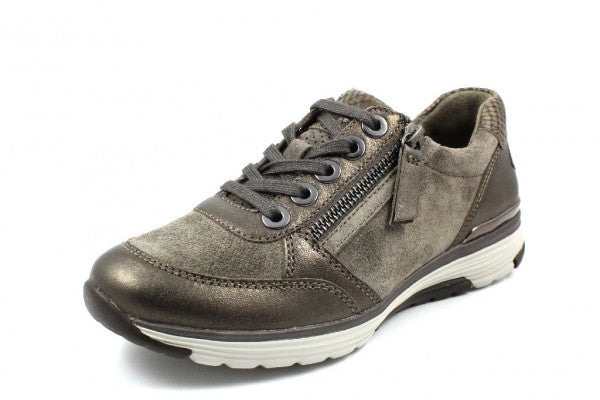 Gabor rolling soft shoes Shiny Gray 36.973.33 נעל סניקרס עם ריצ'רץ' עור  צבע אפור מבריק נשים