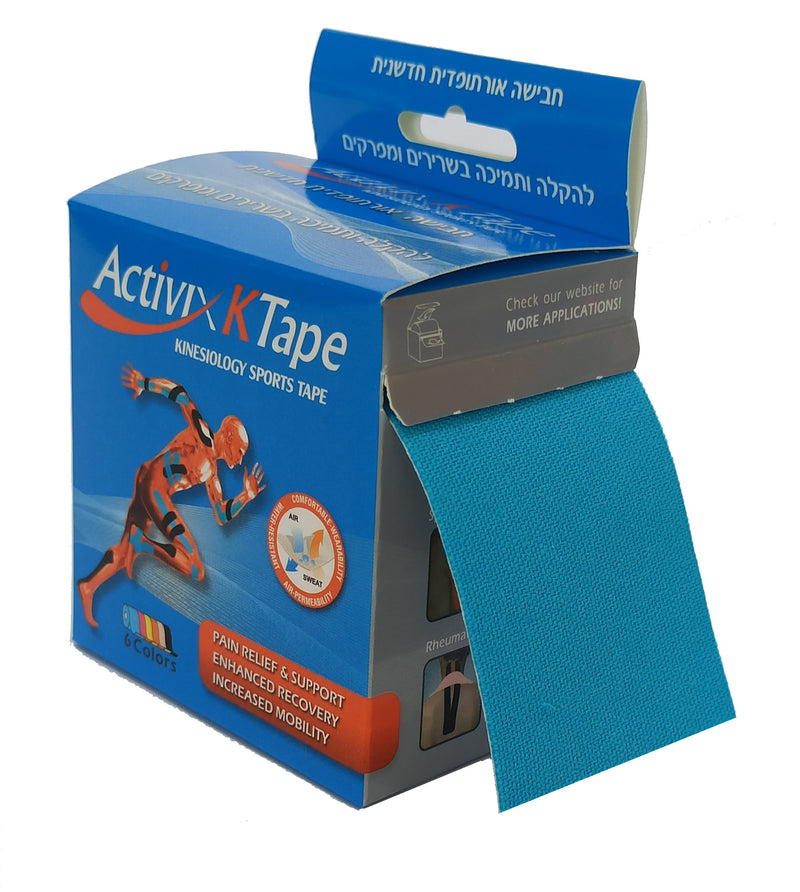 טייפ קינזיולוגי -  KTAPE מכותנה צבע כחול