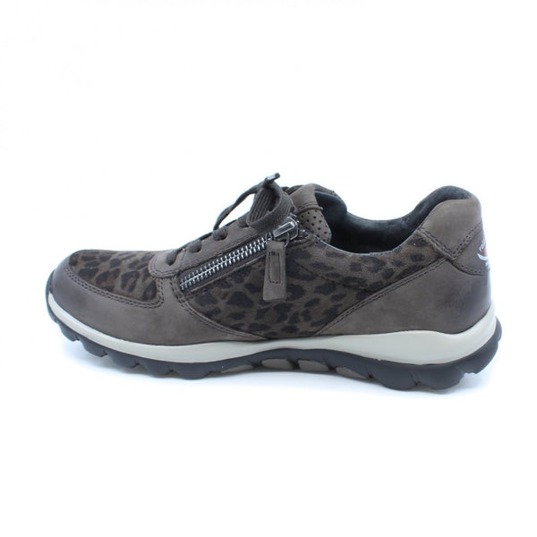 Gabor rolling soft shoes Brown 36.968.60 נעל סניקרס עם ריצ'רץ' עור מנומר צבע חום נשים